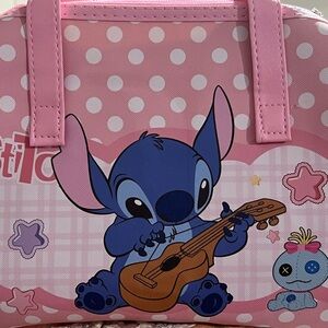 Stitch Pink Polka Dot Kids Tote Bag with Guitar Print